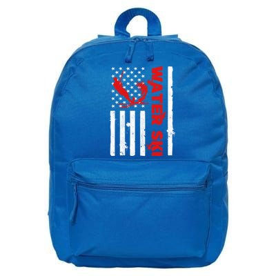 Water Ski American Flag Beachsports Wave Lover Water Skiing Gift 16 in Basic Backpack