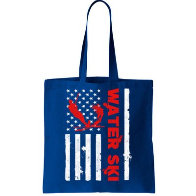 Water Ski American Flag Beachsports Wave Lover Water Skiing Gift Tote Bag