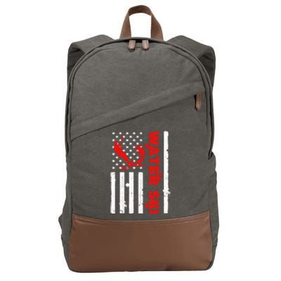 Water Ski American Flag Beachsports Wave Lover Water Skiing Gift Cotton Canvas Backpack