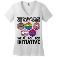 When Someone Attacks One Party Member We All Roll For Initiative Women's V-Neck T-Shirt