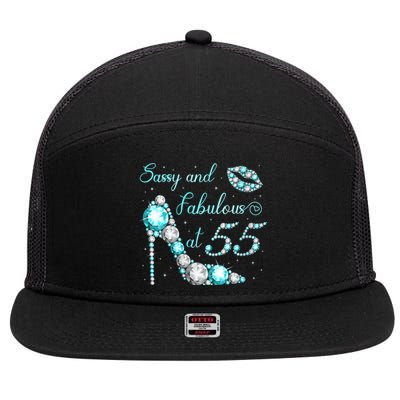 Wo Sassy and fabulous at 55 Years Old High Heel 55th Birthday 7 Panel Mesh Trucker Snapback Hat