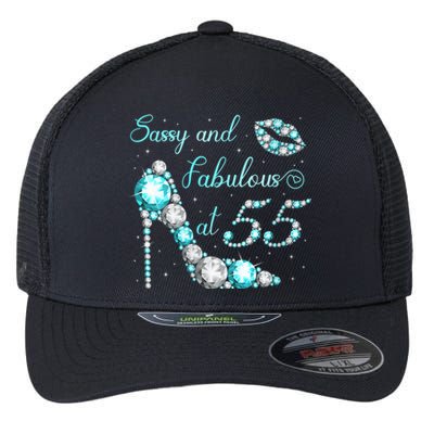 Wo Sassy and fabulous at 55 Years Old High Heel 55th Birthday Flexfit Unipanel Trucker Cap