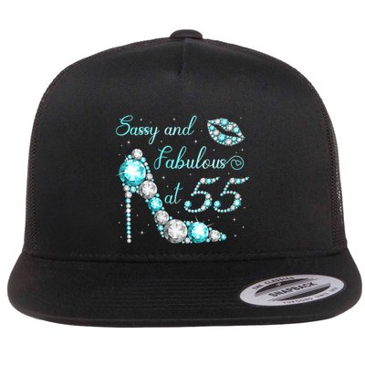 Wo Sassy and fabulous at 55 Years Old High Heel 55th Birthday Flatbill Hat