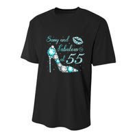 Wo Sassy and fabulous at 55 Years Old High Heel 55th Birthday Youth Performance Sprint T-Shirt