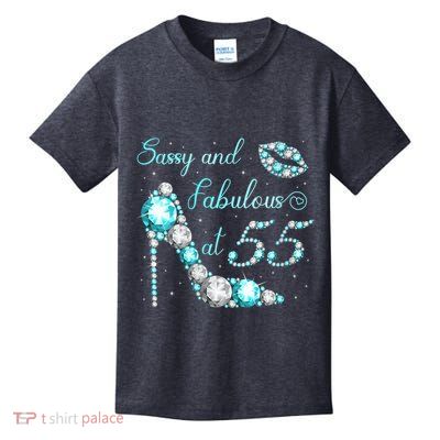 Wo Sassy and fabulous at 55 Years Old High Heel 55th Birthday Kids T-Shirt