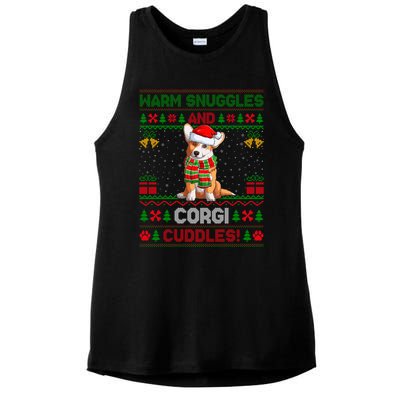 Warm Snuggles And Corgi Cuddles Ugly Santa Corgi Christmas Gift Ladies PosiCharge Tri-Blend Wicking Tank