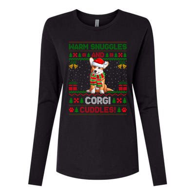 Warm Snuggles And Corgi Cuddles Ugly Santa Corgi Christmas Gift Womens Cotton Relaxed Long Sleeve T-Shirt