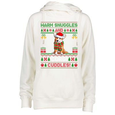 Warm Snuggles And Corgi Cuddles Ugly Santa Corgi Christmas Gift Womens Funnel Neck Pullover Hood