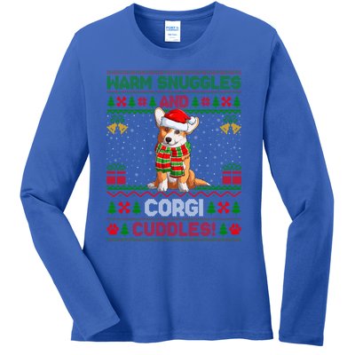 Warm Snuggles And Corgi Cuddles Ugly Santa Corgi Christmas Gift Ladies Long Sleeve Shirt