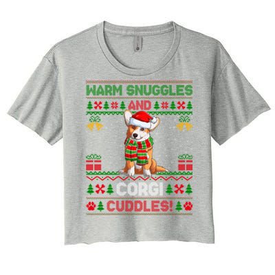 Warm Snuggles And Corgi Cuddles Ugly Santa Corgi Christmas Gift Women's Crop Top Tee