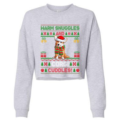 Warm Snuggles And Corgi Cuddles Ugly Santa Corgi Christmas Gift Cropped Pullover Crew