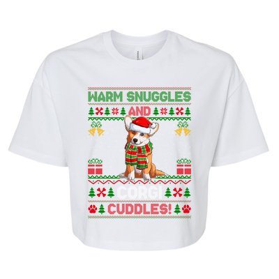 Warm Snuggles And Corgi Cuddles Ugly Santa Corgi Christmas Gift Bella+Canvas Jersey Crop Tee