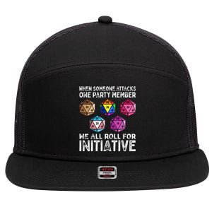 When Someone Attacks One Party Member D20 Dice LGBTQ Ally 7 Panel Mesh Trucker Snapback Hat