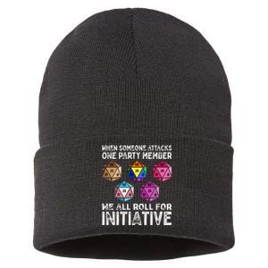 When Someone Attacks One Party Member D20 Dice LGBTQ Ally Sustainable Knit Beanie