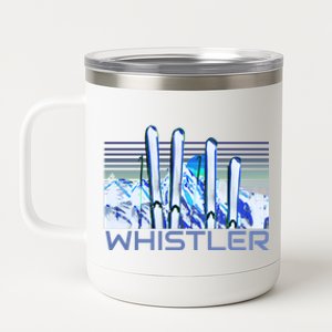 Whistler Ski Accessories Retro Whistler Skiing Gift 12 oz Stainless Steel Tumbler Cup