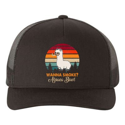 Wanna Smoke Alpaca Bowl Funny Alpaca Yupoong Adult 5-Panel Trucker Hat