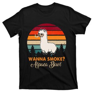 Wanna Smoke Alpaca Bowl Funny Alpaca T-Shirt