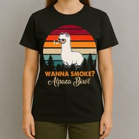 Wanna Smoke Alpaca Bowl Funny Alpaca T-Shirt