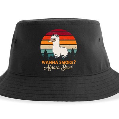 Wanna Smoke Alpaca Bowl Funny Alpaca Sustainable Bucket Hat