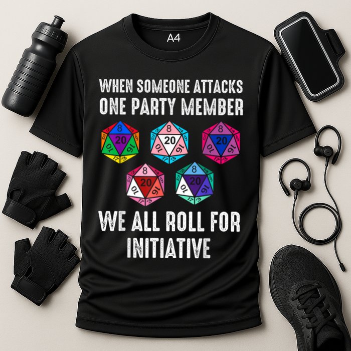 When Someone Attacks One Party Member D20 Dice Lgbtq Ally Cooling Performance Crew T-Shirt