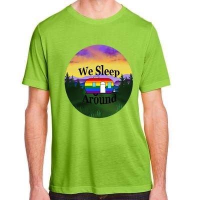 We Sleep Around Camper Lgbt Couple Travel Rv Trailer Funny Cool Gift Adult ChromaSoft Performance T-Shirt