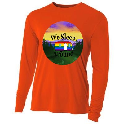 We Sleep Around Camper Lgbt Couple Travel Rv Trailer Funny Cool Gift Cooling Performance Long Sleeve Crew