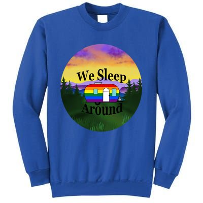 We Sleep Around Camper Lgbt Couple Travel Rv Trailer Funny Cool Gift Tall Sweatshirt