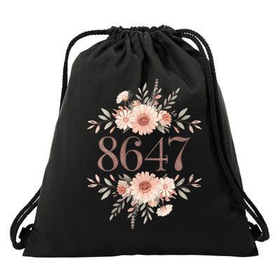 Womens Subtle Anti Trump 8647 Flower Floral Boho President Liberal Drawstring Bag