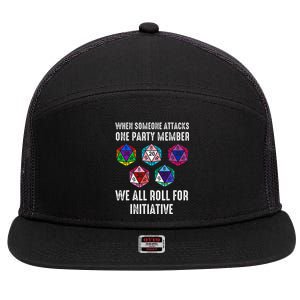 When Someone Attacks One Party Member D20 Dice Lgbtq 7 Panel Mesh Trucker Snapback Hat