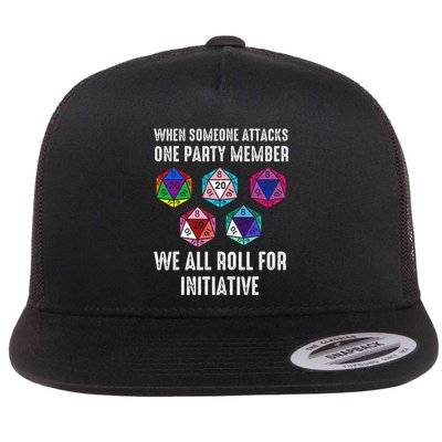 When Someone Attacks One Party Member D20 Dice Lgbtq Flat Bill Trucker Hat