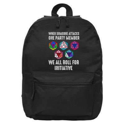 When Someone Attacks One Party Member D20 Dice Lgbtq 16 in Basic Backpack