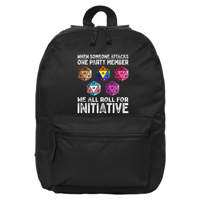 When Someone Attacks One Party Member D20 Dice Lgbtq Ally 16 in Basic Backpack