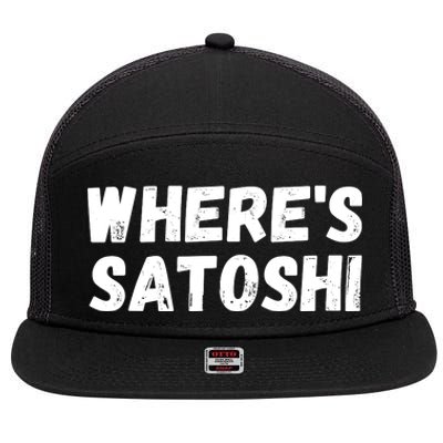 Where’s Satoshi, Bitcoin, DeFi BTC, Est.2009, Crypto Mining 7 Panel Mesh Trucker Snapback Hat