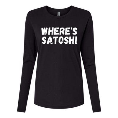 Where’s Satoshi, Bitcoin, DeFi BTC, Est.2009, Crypto Mining Womens Cotton Relaxed Long Sleeve T-Shirt