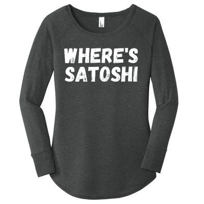 Where’s Satoshi, Bitcoin, DeFi BTC, Est.2009, Crypto Mining Women's Perfect Tri Tunic Long Sleeve Shirt