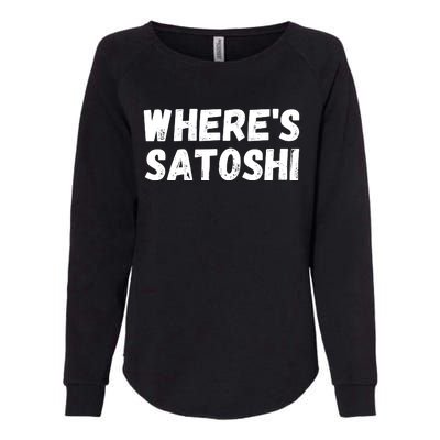 Where’s Satoshi, Bitcoin, DeFi BTC, Est.2009, Crypto Mining Womens California Wash Sweatshirt