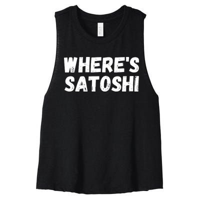 Where’s Satoshi, Bitcoin, DeFi BTC, Est.2009, Crypto Mining Women's Racerback Cropped Tank