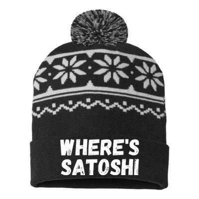 Where’s Satoshi, Bitcoin, DeFi BTC, Est.2009, Crypto Mining USA-Made Snowflake Beanie