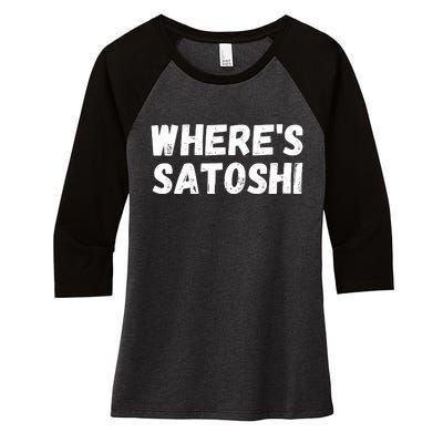 Where’s Satoshi, Bitcoin, DeFi BTC, Est.2009, Crypto Mining Women's Tri-Blend 3/4-Sleeve Raglan Shirt