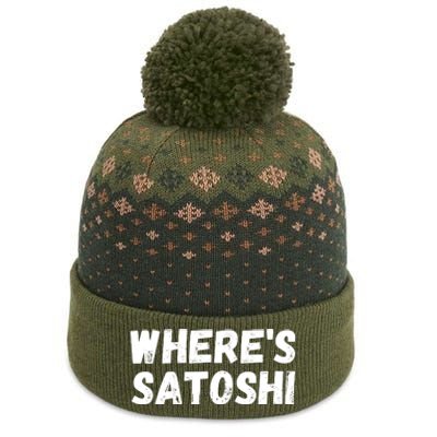 Where’s Satoshi, Bitcoin, DeFi BTC, Est.2009, Crypto Mining The Baniff Cuffed Pom Beanie