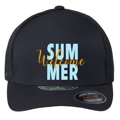Welcome Summer | Beach Graphic Tops Summer Vacation Flexfit Unipanel Trucker Cap