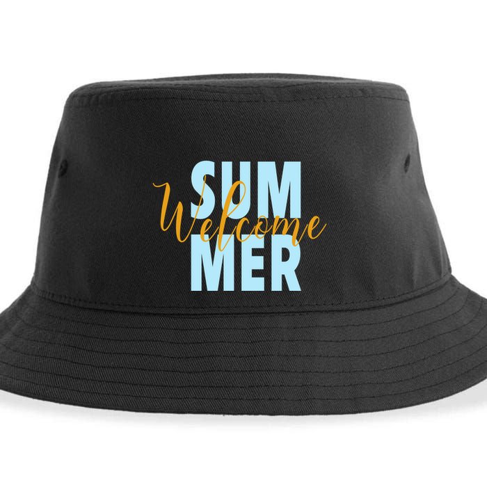 Welcome Summer | Beach Graphic Tops Summer Vacation Sustainable Bucket Hat