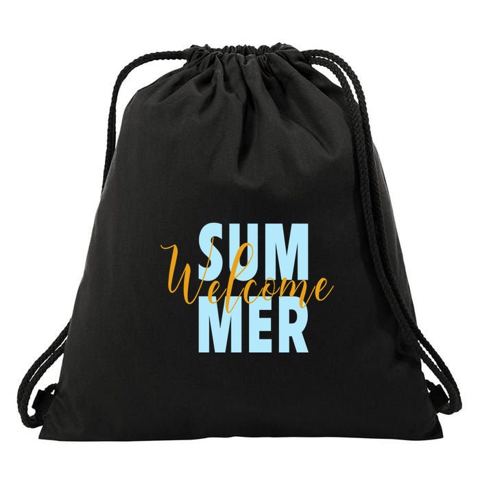 Welcome Summer | Beach Graphic Tops Summer Vacation Drawstring Bag