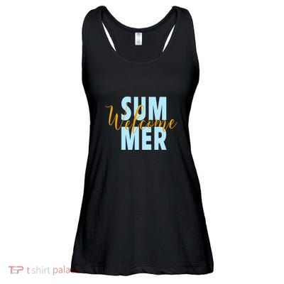 Welcome Summer | Beach Graphic Tops Summer Vacation Ladies Essential Flowy Tank