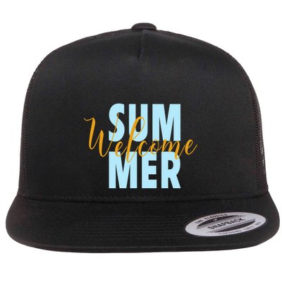 Welcome Summer | Beach Graphic Tops Summer Vacation Flatbill Hat