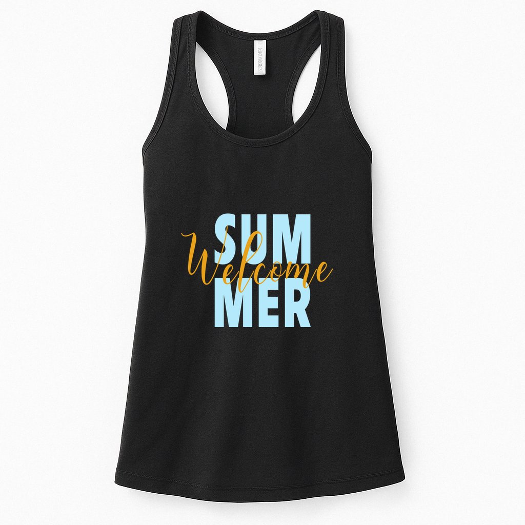 Welcome Summer | Beach Graphic Tops Summer Vacation Womens Tank Top
