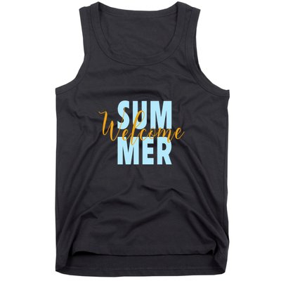 Welcome Summer | Beach Graphic Tops Summer Vacation Tank Top