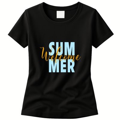Welcome Summer | Beach Graphic Tops Summer Vacation Womens T-Shirt