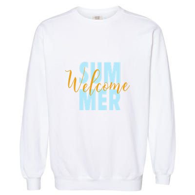 Welcome Summer | Beach Graphic Tops Summer Vacation Garment-Dyed Sweatshirt