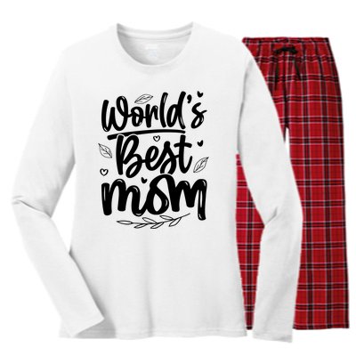 World S Best Mom Women's Long Sleeve Flannel Pajama Set 